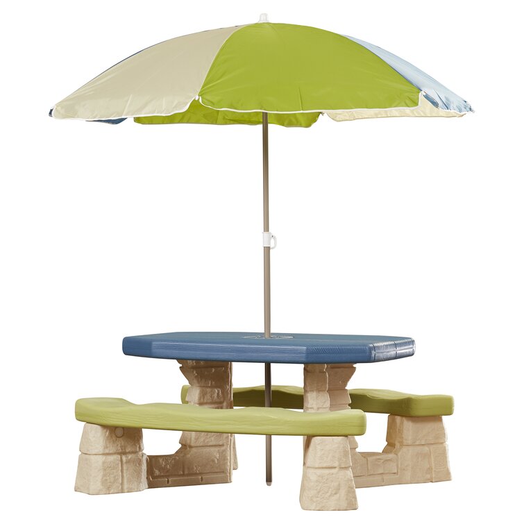 Kids picnic bench with parasol hot sale